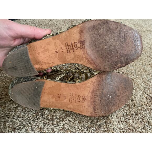 Ann Marino Snakeskin Leather Strappy Open Toe Heeled Sandal Size 7 M Womens - Picture 6 of 8